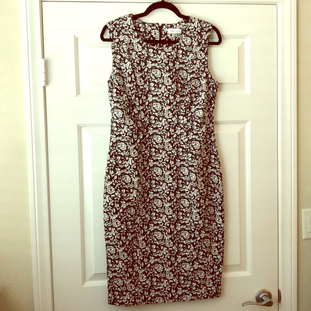 Rose Jacquard fitted sheath dress